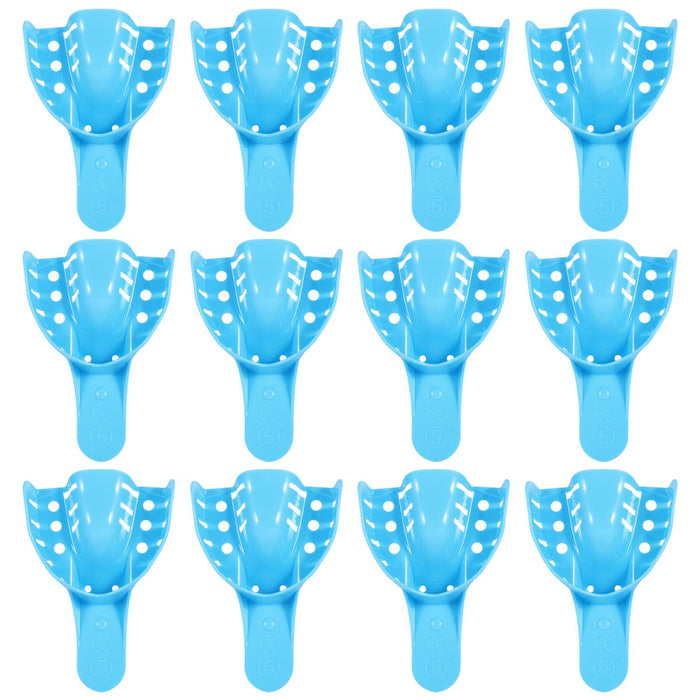 JMU Disposable Dental Impression Trays Blue Perforated 12Pcs/Bag - JMU DENTAL INC