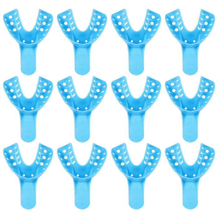 JMU Disposable Dental Impression Trays Blue Perforated 12Pcs/Bag - JMU DENTAL INC