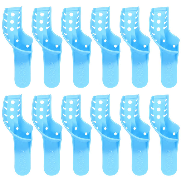 JMU Disposable Dental Impression Trays Blue Perforated 12Pcs/Bag - JMU DENTAL INC