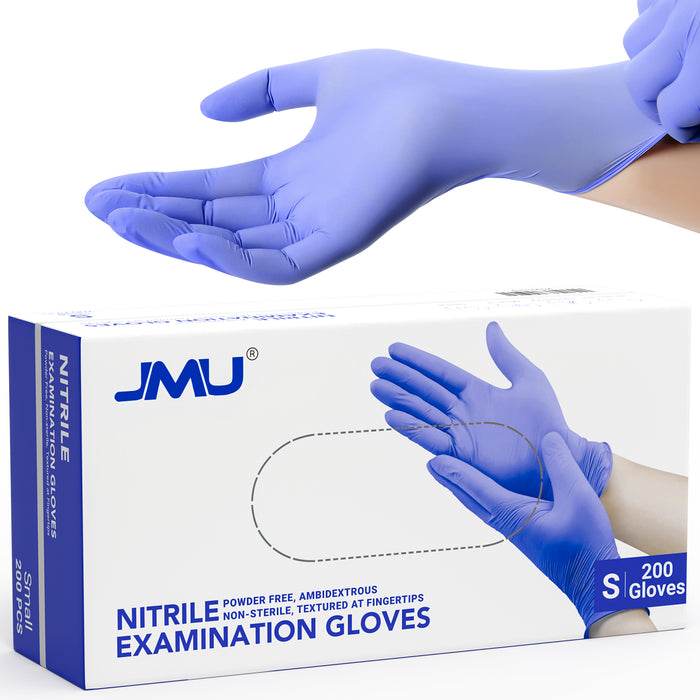 JMU Disposable Nitrile Examination Gloves Violet Blue XS/S/M/L 200Pcs/Box - JMU DENTAL INC