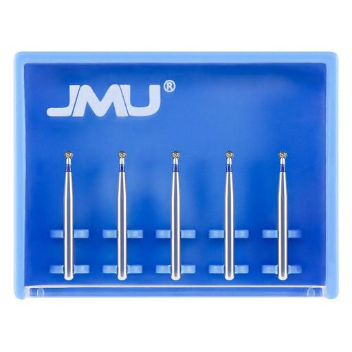 JMU Diamond Burs, Medium Grit, Round, FG #801-018M, 5/pk - JMU Dental