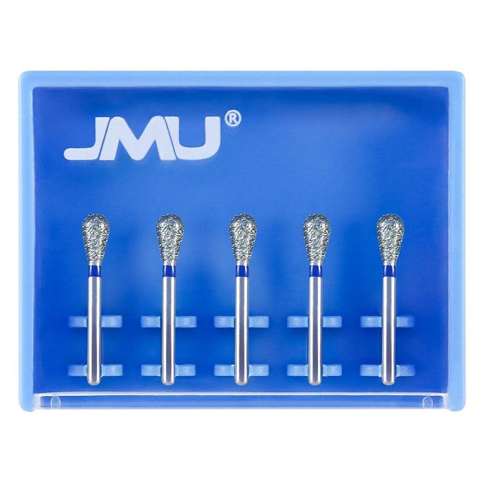 JMU Diamond Burs FG Medium Grit Long Pear 5/Pk - JMU DENTAL INC