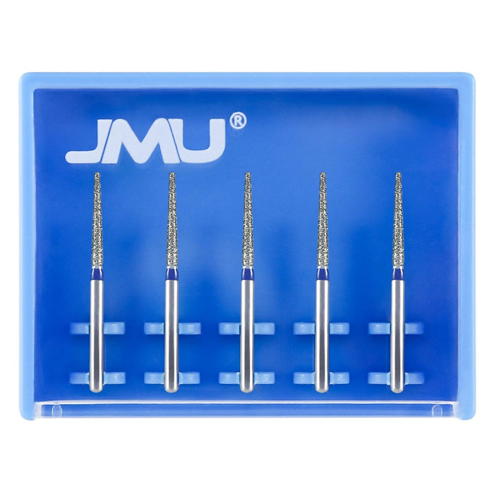 JMU Diamond Burs FG Medium Grit Flat End Taper 5/Pk - JMU DENTAL INC