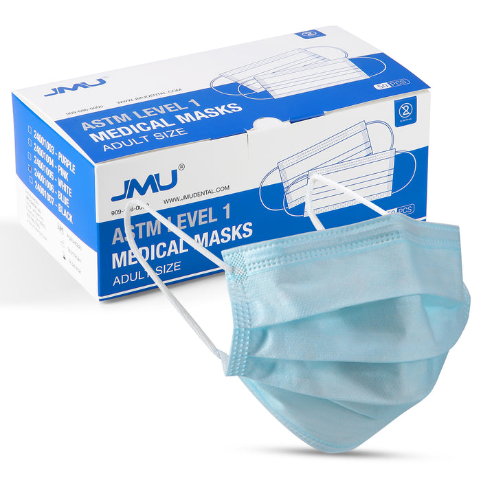 JMU Disposable Medical Face Masks 3-Ply ASTM Level 1 Multicolor for Adults 50pcs/box