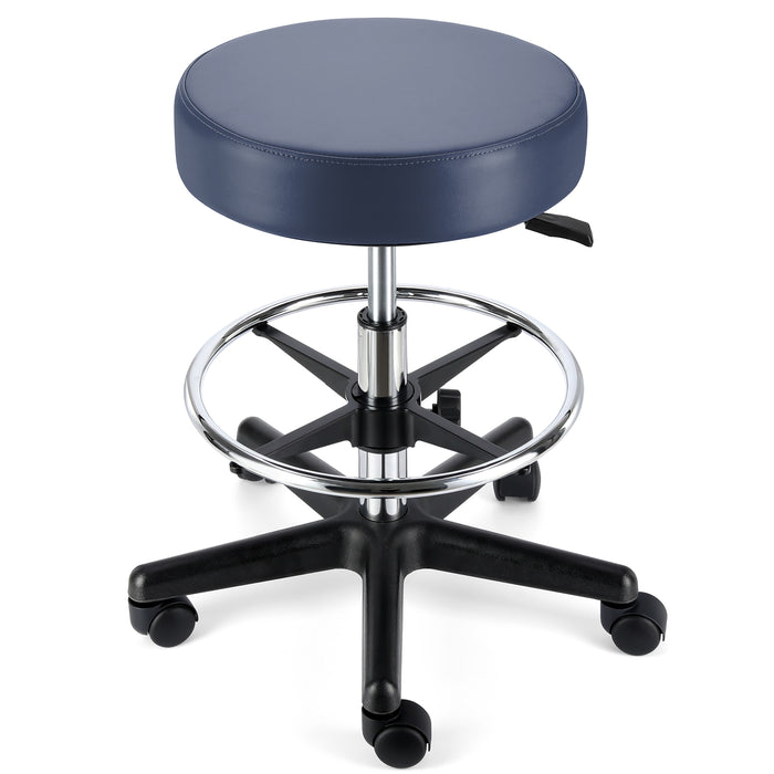JMU Dental Round Rolling Stool with Adjustable Height & Footrest