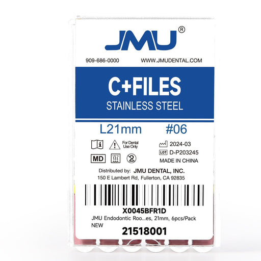 JMU HAND USE FILES, C+FILES, Stainless Steel, 6pcs/Pk - JMU Dental