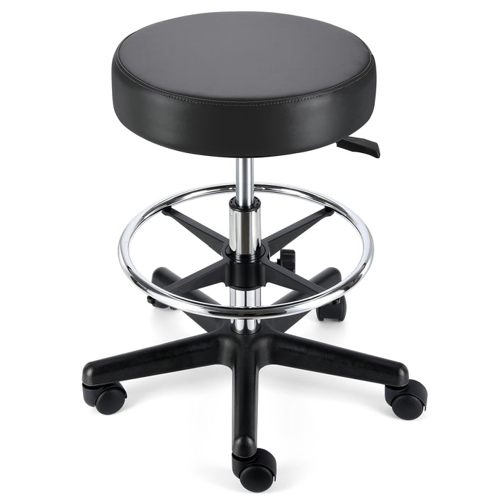 JMU Dental Round Rolling Stool with Adjustable Height & Footrest