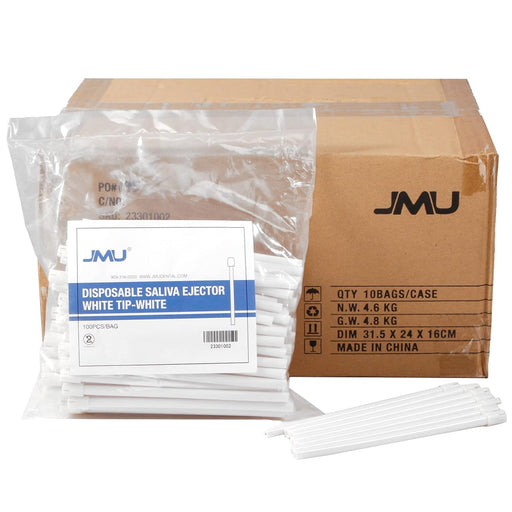 JMU Dental Disposable Saliva Ejector White Tips 100/Bag - JMU DENTAL INC