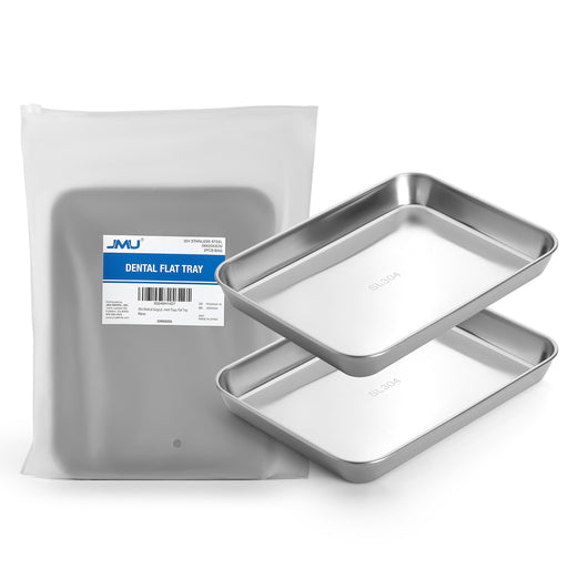 JMU Dental Flat Tray SL 304 Stainless Steel 10.2"x7.9"x1.2" 2PCS/Bag - JMU DENTAL INC