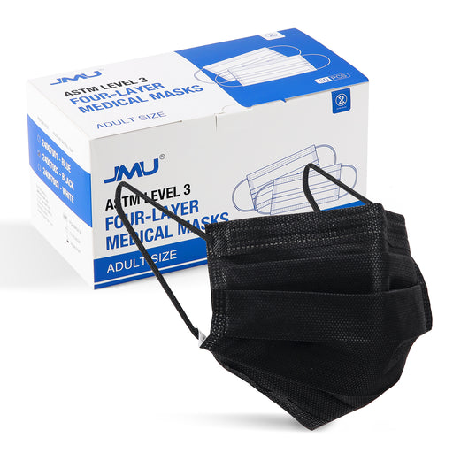 JMU Disposable Medical Face Masks 4-Ply ASTM Level 3 for Adults Black 50Pcs/Box - JMU DENTAL INC