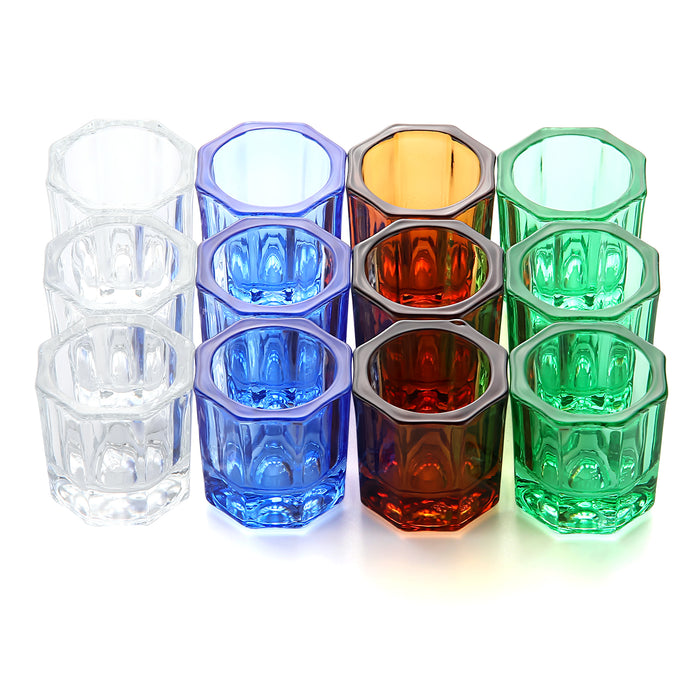 JMU Dental Glass Dappen Dishes Assorted 4 Colors 12pcs/Box - JMU DENTAL INC