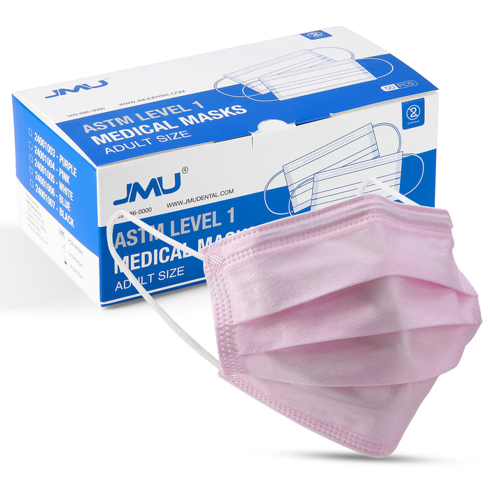 JMU Disposable Medical Face Masks 3-Ply ASTM Level 1 Multicolor for Adults 50pcs/box