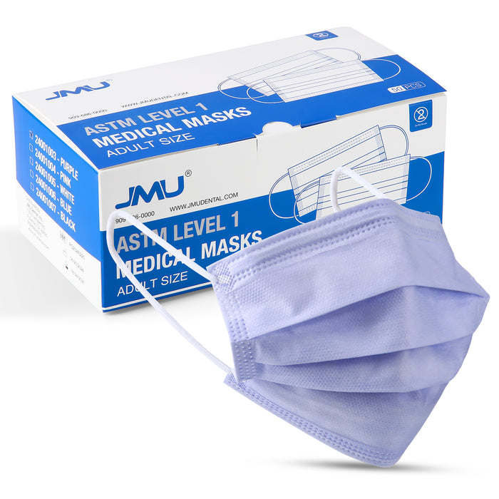 JMU Disposable Medical Face Masks 3-Ply ASTM Level 1 Multicolor for Adults 50Pcs/Box - JMU DENTAL INC