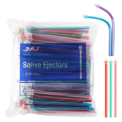 JMU Dental Saliva Ejectors Clear Tips Assorted Colors 100pcs/Bag - JMU DENTAL INC