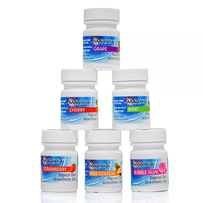 Mark3 Dental Topical Anesthetic Gel 1oz Jar 6 Flavors