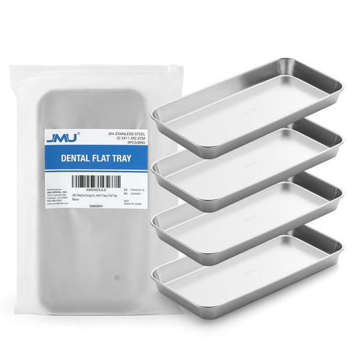 JMU Dental Flat Tray SL 304 Stainless Steel 8.7"x4.5"x0.9" 4PCS/Bag - JMU DENTAL INC