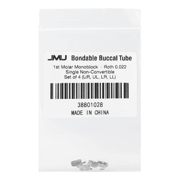 JMU 1st Molar Buccal Tubes Roth/MBT 0.018/0.022 Single Non-Convertible Monoblock Bondable Set of 4(UR,UL,LR,LL)