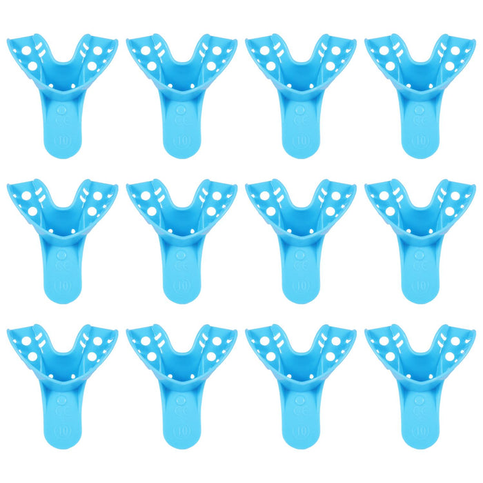 JMU Disposable Dental Impression Trays Blue Perforated 12Pcs/Bag - JMU DENTAL INC