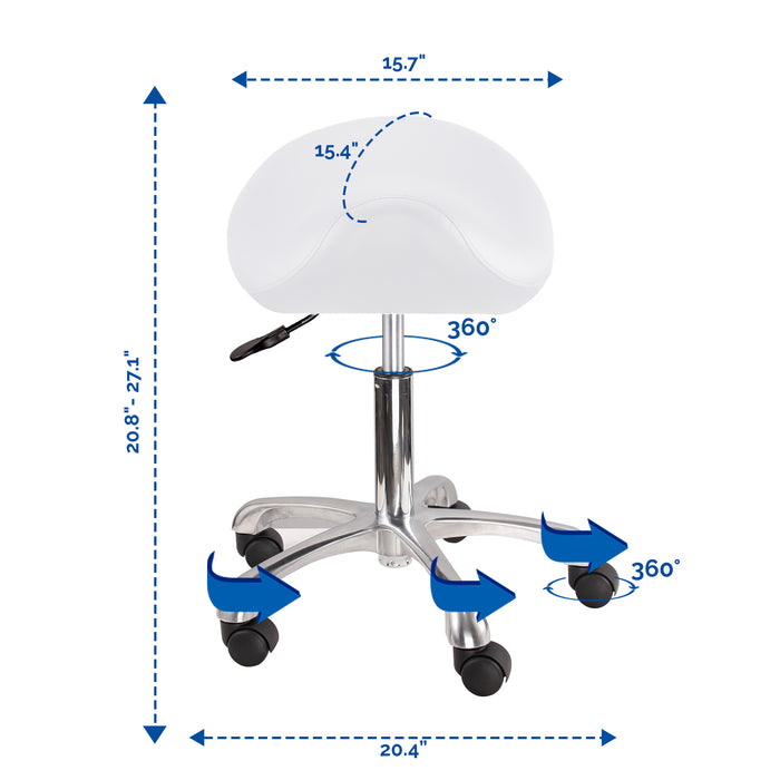 JMU Ergonomic Saddle Stool Rolling Exam Chair Adjustable Height - JMU DENTAL INC