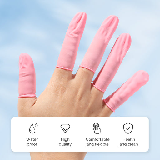 JMU Hygienic Finger Cots Latex Powder Free Medium Pink 200Pcs/Box - JMU DENTAL INC