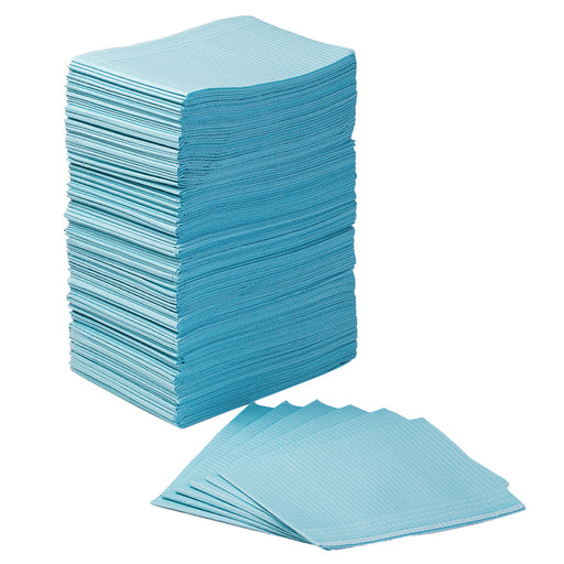 JMU Disposable Dental Paper Bibs 3-Ply Tissues +1 Ply Poly Film 13"x18" 125Pcs/Bag - JMU DENTAL INC