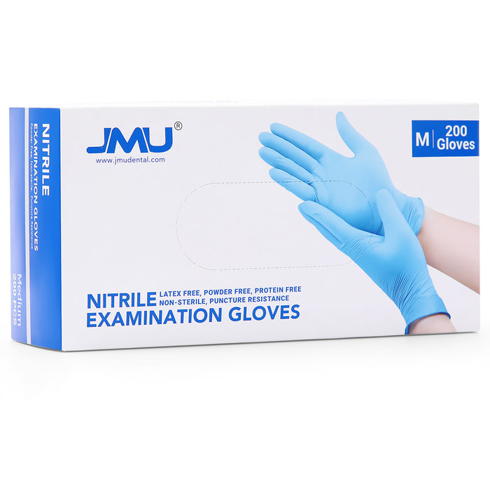 JMU Nitrile Exam Gloves Blue Powder Free 4 Mil XS/S/M/L 200Pcs/Box