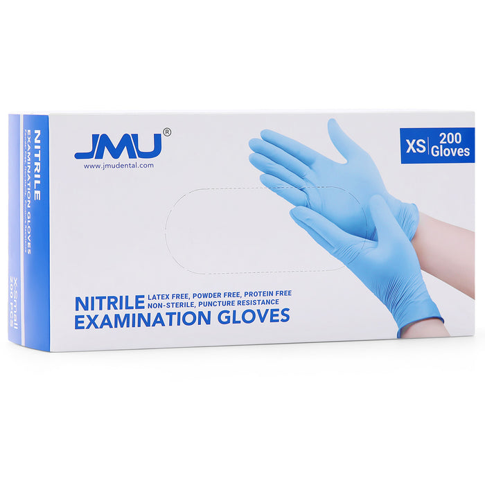 JMU Nitrile Exam Gloves Blue Powder Free 4 Mil XS/S/M/L 200Pcs/Box