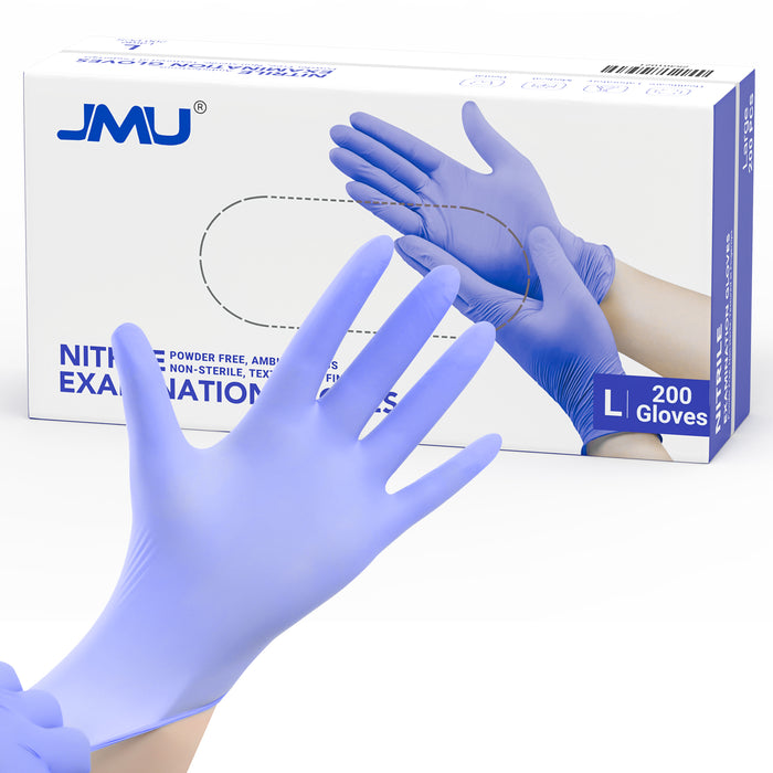 JMU Disposable Nitrile Examination Gloves Violet Blue XS/S/M/L 200Pcs/Box - JMU DENTAL INC