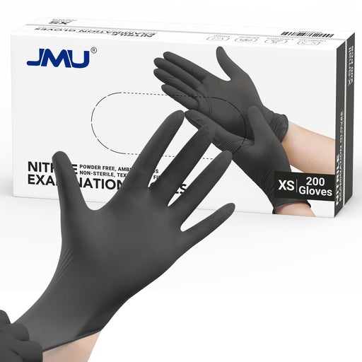 JMU Disposable Nitrile Exam Gloves Black Powder Free 4 Mil XS/S/M/L/XL 200Pcs/Box - JMU DENTAL INC