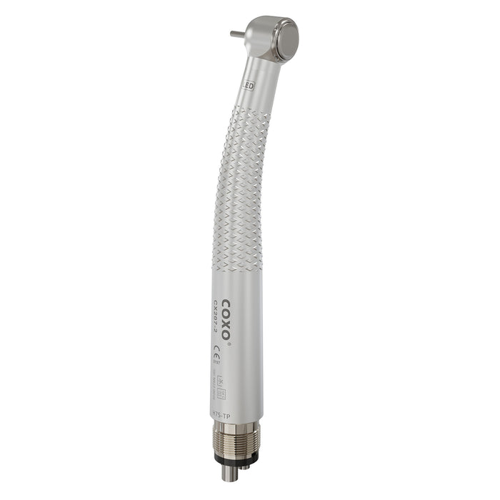 COXO CX207-2 LED High Speed Air Turbine Handpiece with Generator Shadowless Series Torque Head 4 Port Spray 4 Hole Coupler # H75-TP4 - JMU DENTAL INC