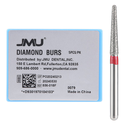 JMU Diamond Burs FG Fine Grit Round End Taper 5/Pk - JMU DENTAL INC