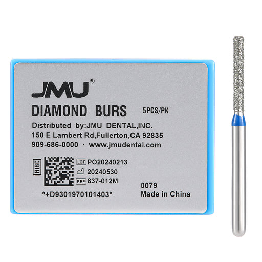 JMU Diamond Burs FG Medium Grit Flat End Cylinder 5/Pk - JMU DENTAL INC