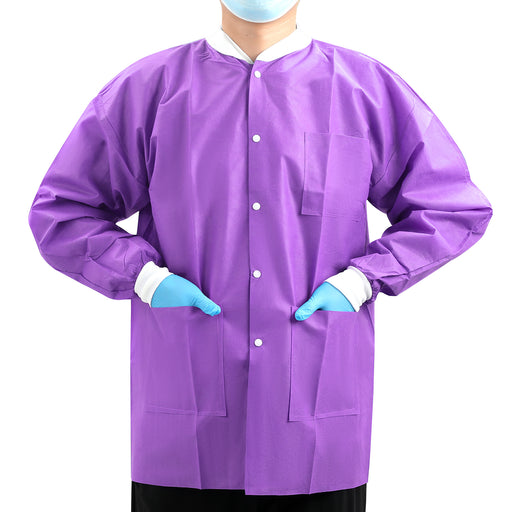 JMU Plus SMS Jacket with 3 Pockets Hip Length Purple 1pc/bag - JMU DENTAL INC