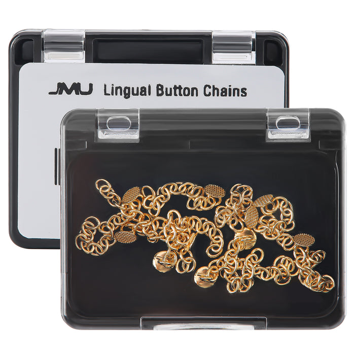 JMU Lingual Button Chains Bondable Round Golden 10pcs/pk