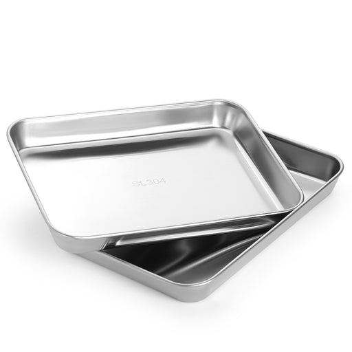 JMU Dental Flat Tray SL 304 Stainless Steel 10.2"x7.9"x1.2" 2PCS/Bag - JMU DENTAL INC