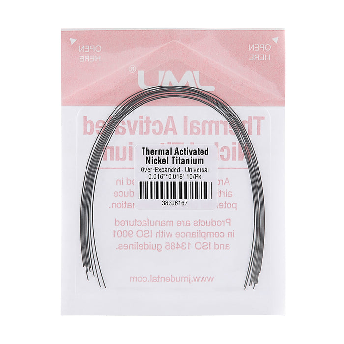 JMU Thermal Activated Nickel Titanium Archwire Over-Expanded Rectangula Universal 10/Pk - JMU DENTAL INC