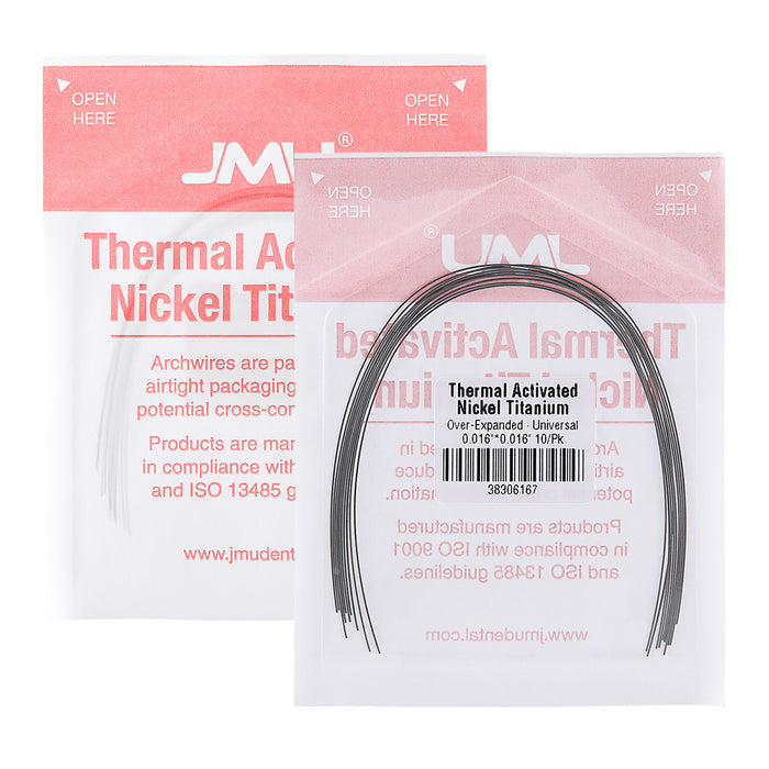 JMU Thermal Activated Nickel Titanium Archwire Over-Expanded Rectangula Universal 10/Pk - JMU DENTAL INC