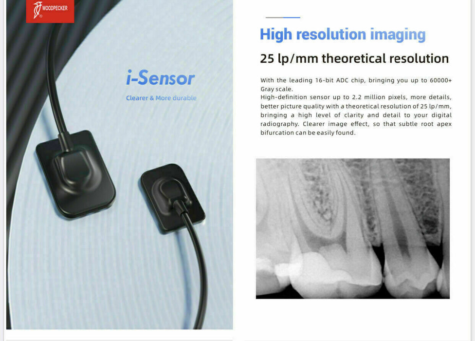 Woodpecker i-Sensor H1 Digital X-Ray RVG Sensor w/ Ai Dental Free Software & Twain Compatible- JMU DENTAL INC