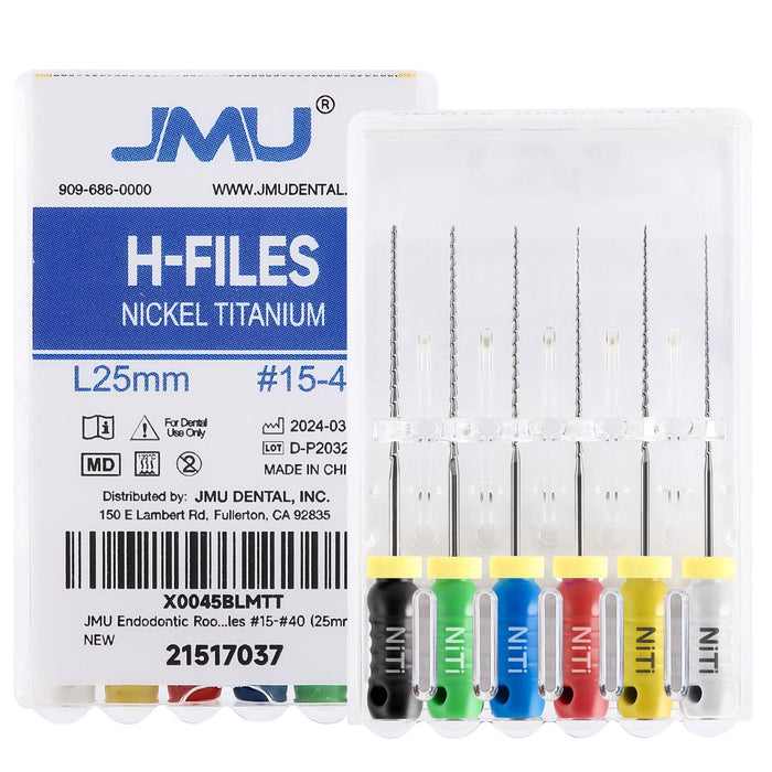 JMU HAND USE FILES, K-FILES, Nickel Titanium, (21mm),6pcs/Pk - JMU Dental