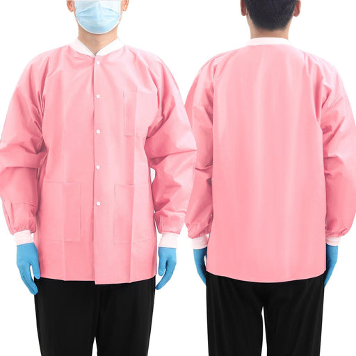 JMU Plus SMS Jacket with 3 Pockets Hip Length Pink 1pc/bag - JMU DENTAL INC