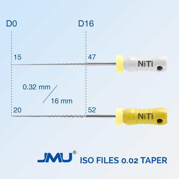 JMU HAND USE FILES, K-FILES, Nickel Titanium, (21mm),6pcs/Pk - JMU Dental