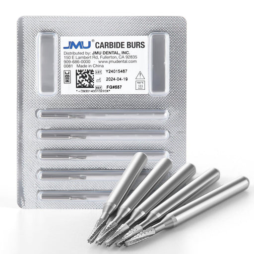 JMU Carbide Burs,Straight Fissure Crosscut, 5/pk - JMU Dental