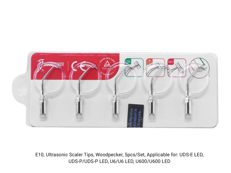 Woodpecker E10 Ultrasonic Scaler Tips 5pcs/Set- jmudental.com
