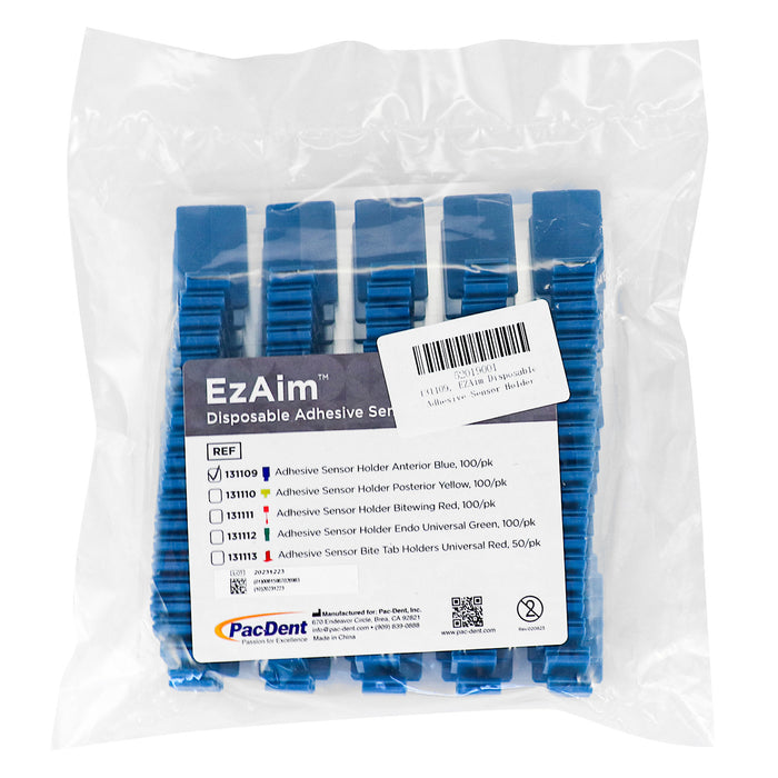 EZAim Disposable Adhesive X-Ray Sensor Holder Anterior Blue 100/pk - JMU DENTAL INC