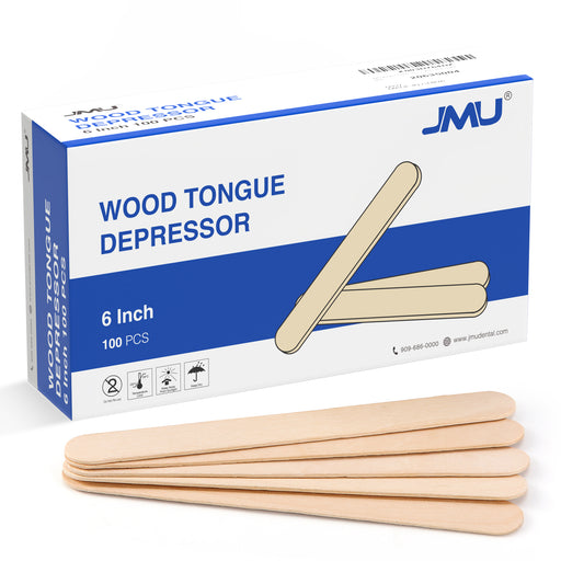 JMU Disposable Wooden Tongue Depressors Non-sterile 6 Inch 100/Box - JMU DENTAL INC