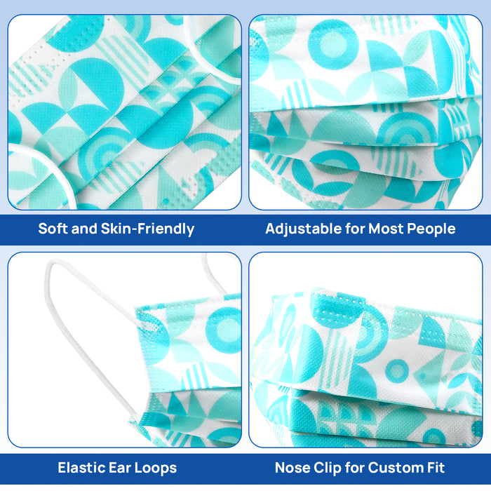 JMU Disposable Medical Face Masks 4-Ply ASTM Level 3 for Adults 4 Assorted Patterned 50pcs/box