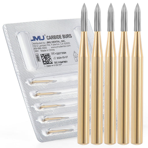 JMU Trimming&Finishing Carbide Burs, Needle, 12 Blades, 5/pk - JMU Dental