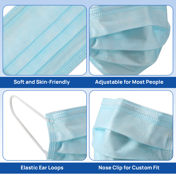 JMU Disposable Medical Face Masks 3-Ply ASTM Level 1 Multicolor for Adults 50pcs/box