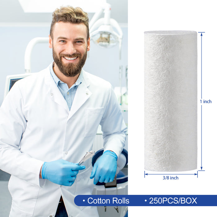 JMU Disposable Dental Cotton Rolls 1"x3/8" 250pcs/Box - JMU DENTAL INC