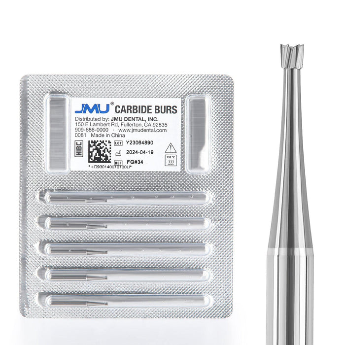 JMU Carbide Burs,Inverted Cone, 5/pk - JMU Dental